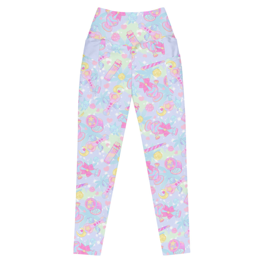 Stylish Premium Indica Magica Leggings with high-waisted cut and pockets, perfect for magical girls.