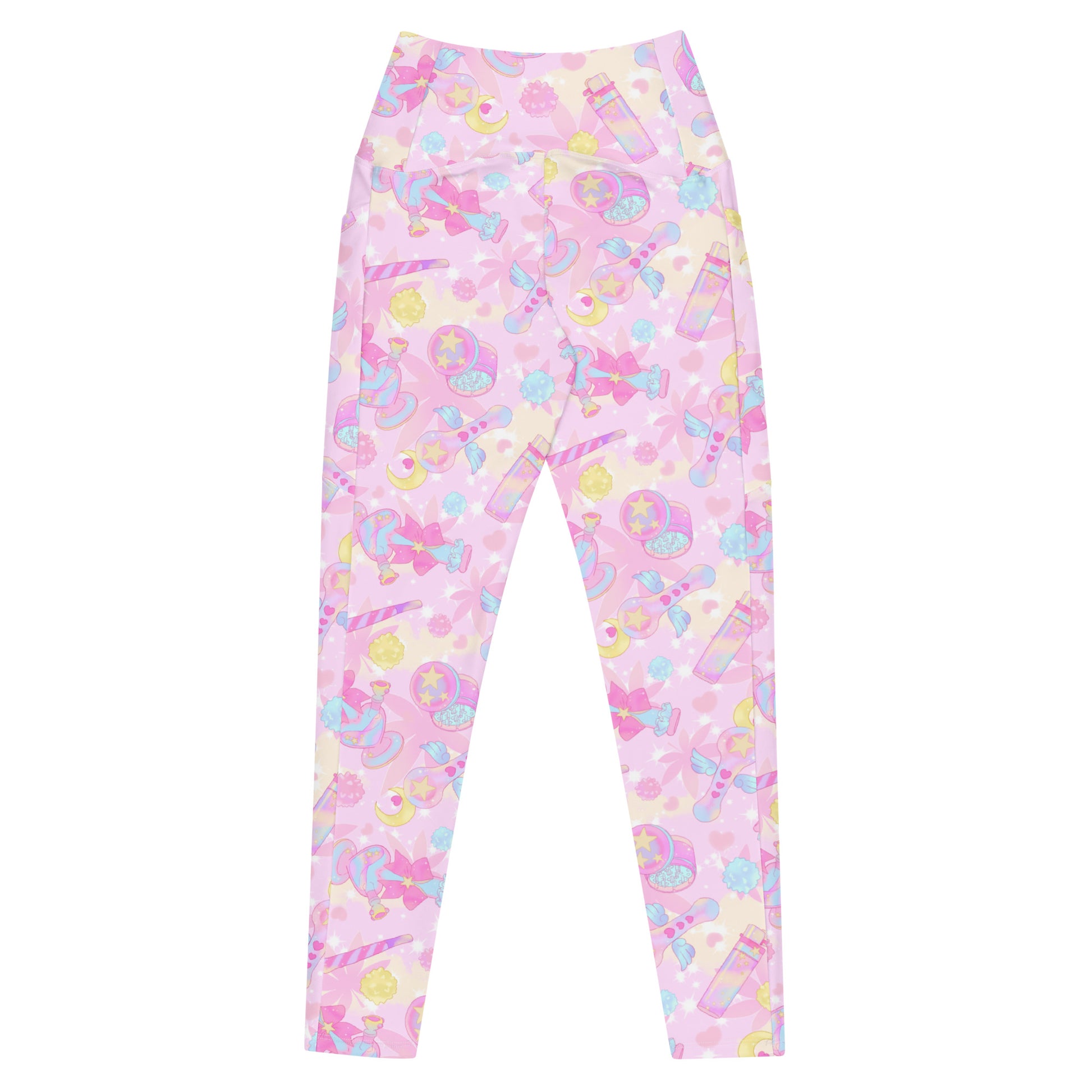 Premium Indica Magica Leggings showcase a colorful design with high-waisted comfort and practical side pockets.