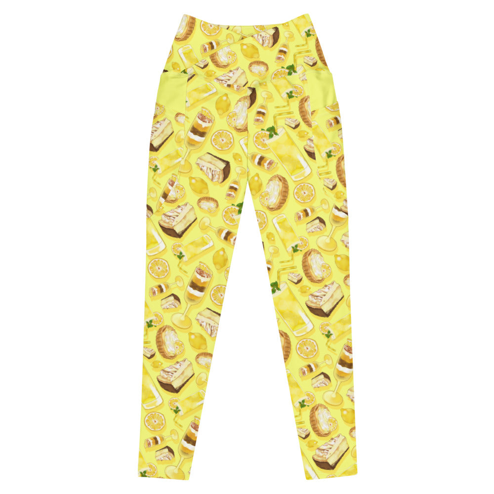 Bright and playful Premium Lemon Leggings with pockets, perfect for summer outings or kawaii workouts.