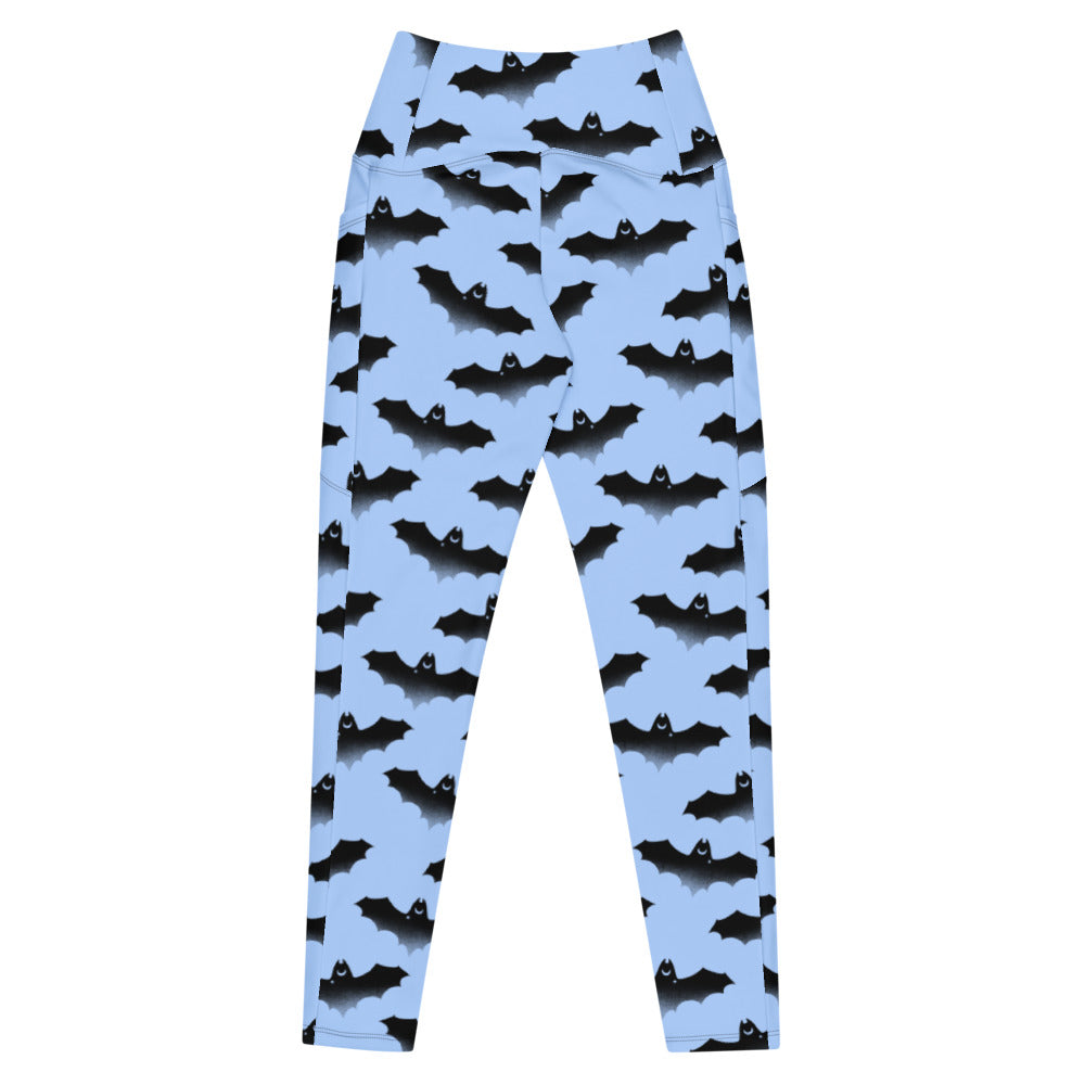 Premium Lilith Leggings featuring a high-waisted cut and bat print, perfect for comfort during workouts.