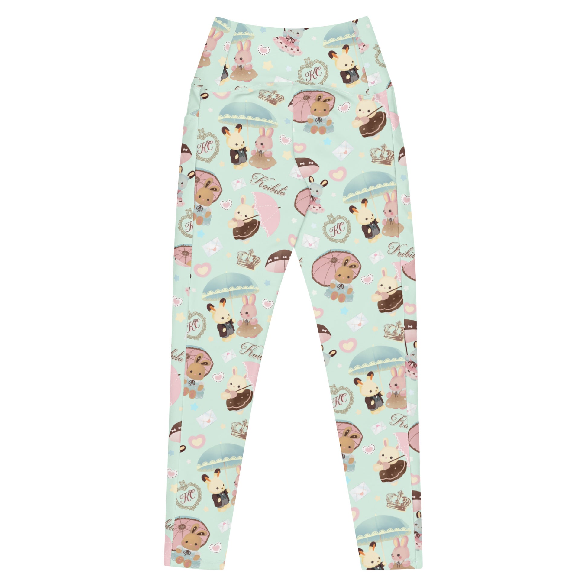 Buttery soft Premium Parasol Bunny Leggings with adorable bunnies, high-waisted cut, and practical side pockets.