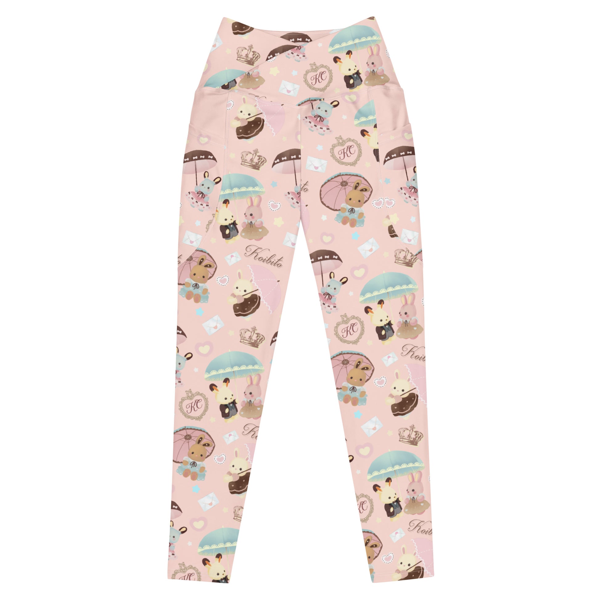 Premium Parasol Bunny Leggings featuring a cute bunny print and high-waisted design with practical side pockets.