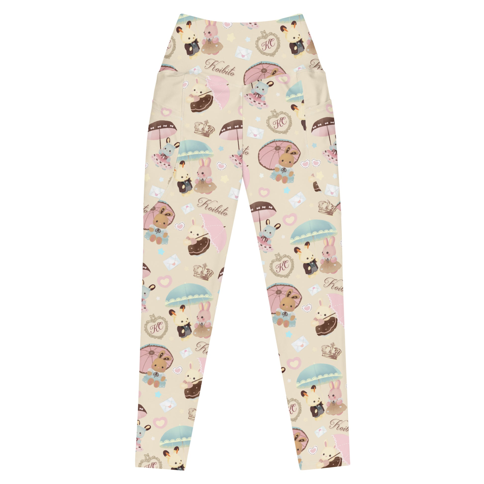 Discover comfort and style with Premium Parasol Bunny Leggings featuring adorable bunnies and practical side pockets.