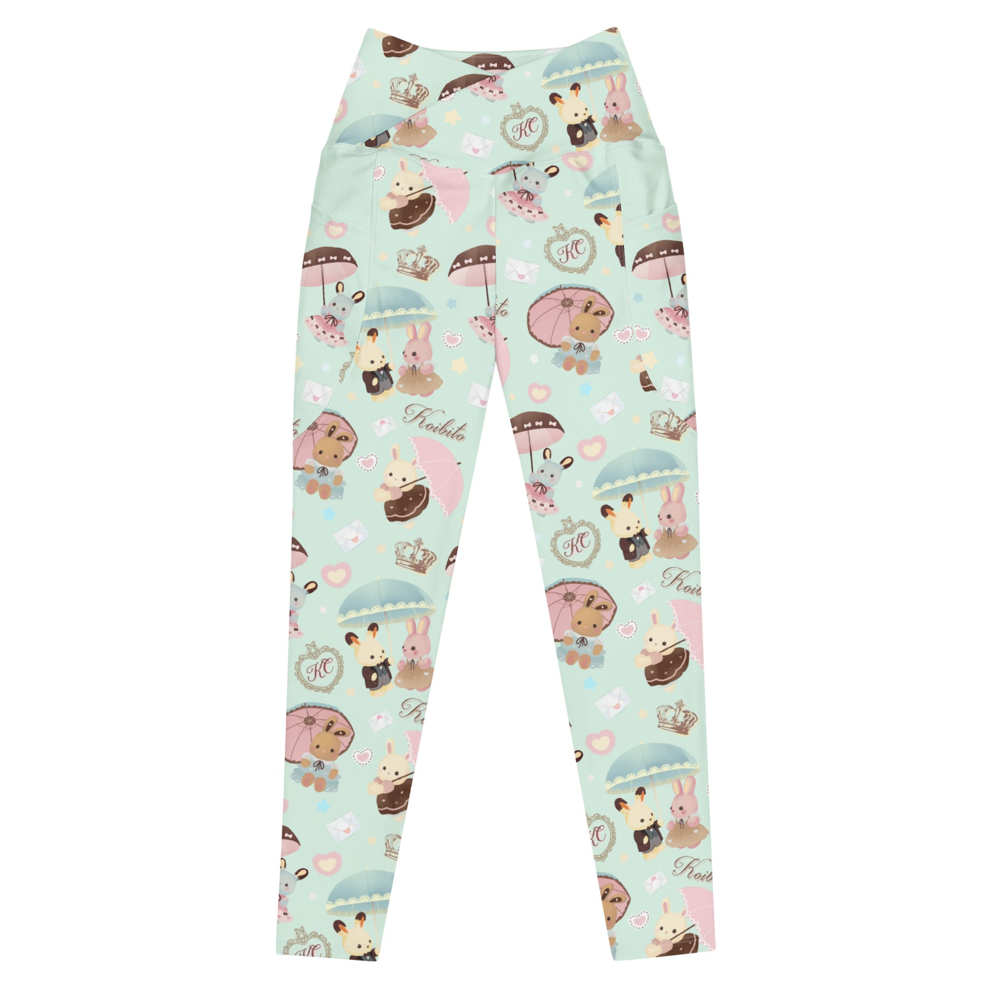 Premium Parasol Bunny Leggings feature adorable bunny prints, high-waisted comfort, and convenient side pockets.