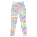 Premium Rainbow Candy Leggings showcase a vibrant candy-themed design with a high-waisted cut and practical pockets.