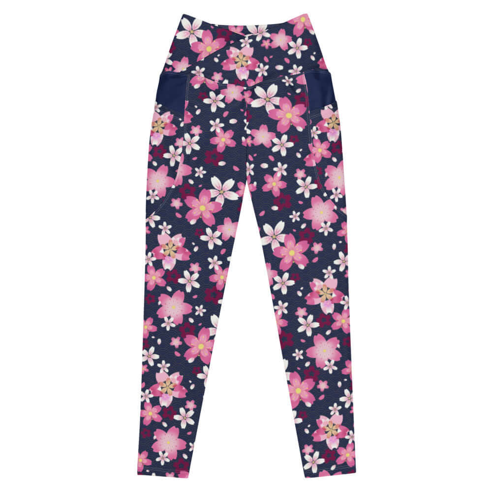 Stylish Premium Sakura Leggings with a floral design, perfect for workouts and casual wear this spring.