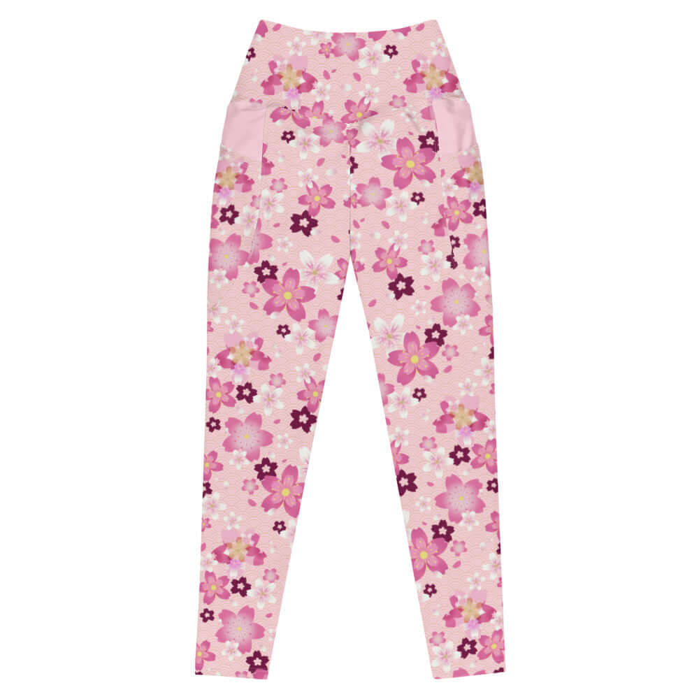 Stylish Premium Sakura Leggings with floral design, perfect for workouts and casual outings this spring.