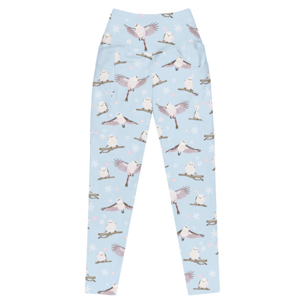 Stylish Premium Snow Bird Leggings with a high-waisted cut and charming winter bird print, perfect for cozy days.
