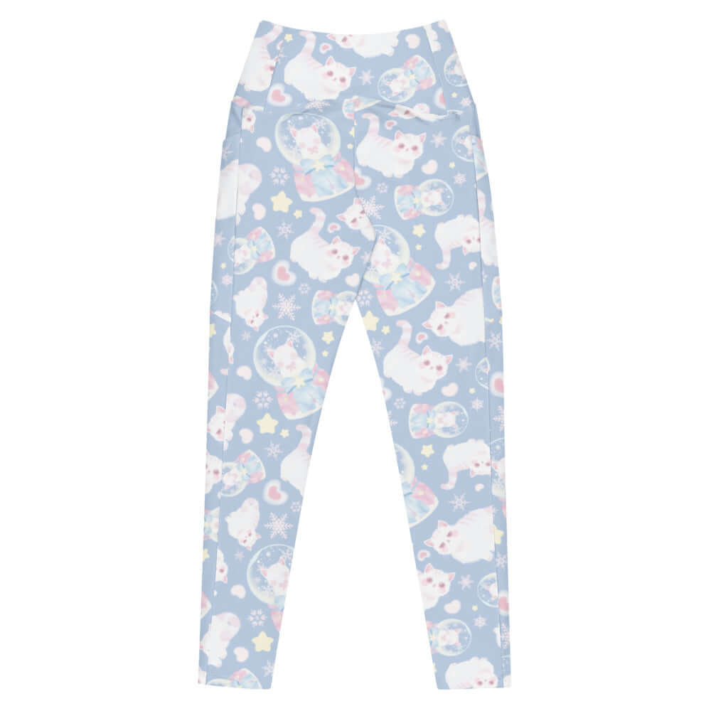 Stylish Premium Snow Kitten Leggings featuring fluffy kitten prints, perfect for lounging, workouts, or bedtime comfort.
