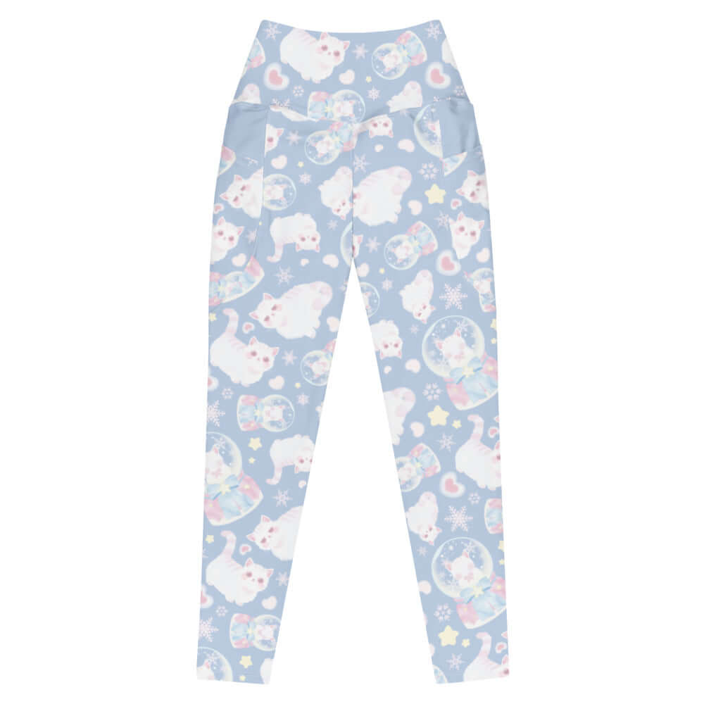 Premium Snow Kitten Leggings feature a whimsical design of fluffy kittens, perfect for workouts or lounging in style.