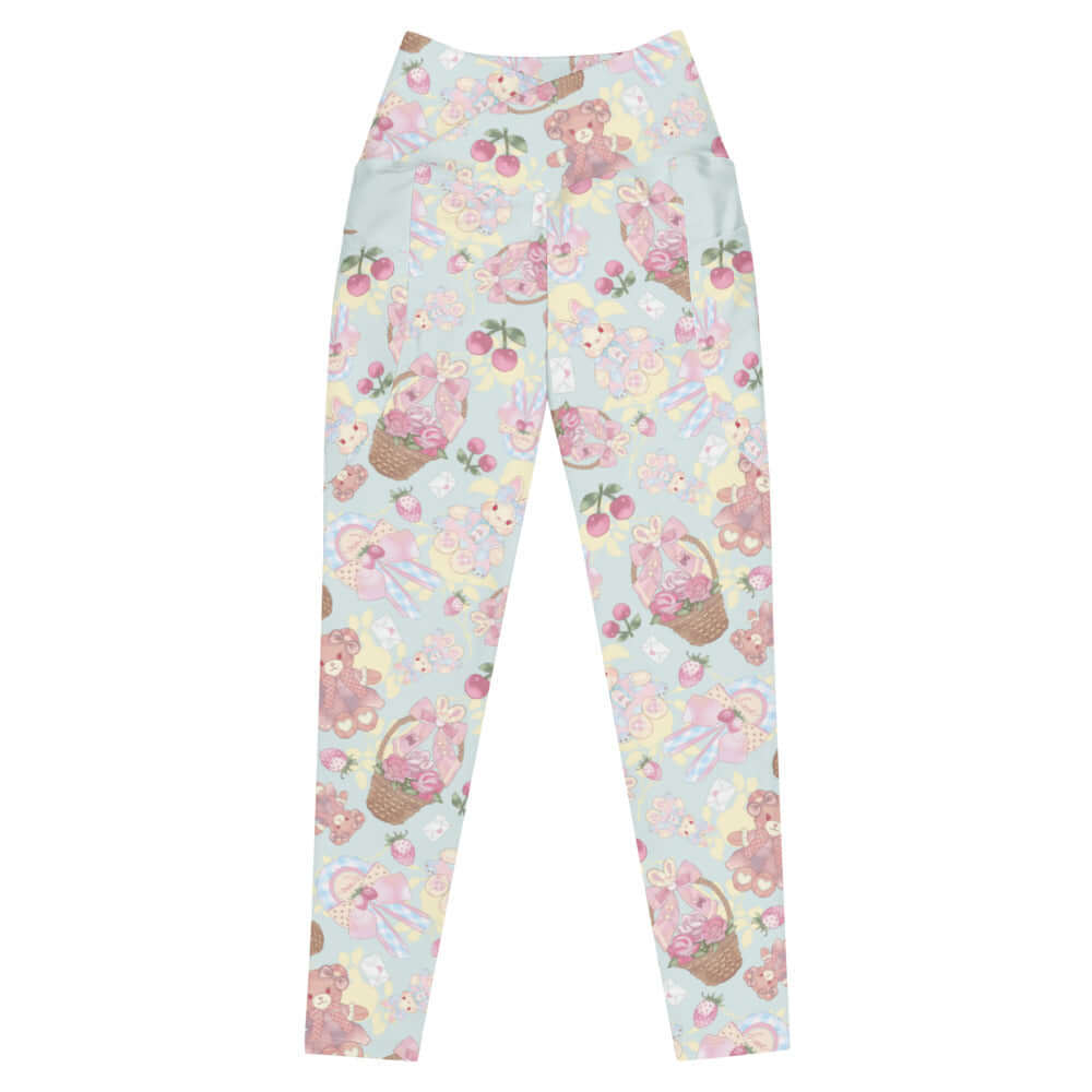 Adorable Premium Sweet Teddy Leggings with a cute print, high-waisted cut, and practical side pockets for comfort.