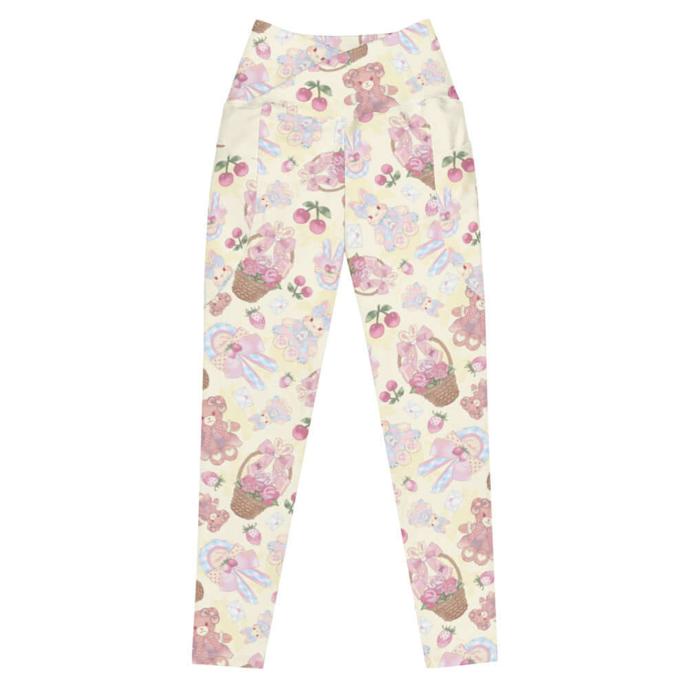Premium Sweet Teddy Leggings with a charming print, high-waisted design, and practical side pockets for comfort.
