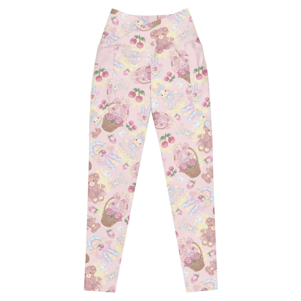 Premium Sweet Teddy Leggings with a playful print, high-waisted design, and convenient side pockets for comfort.