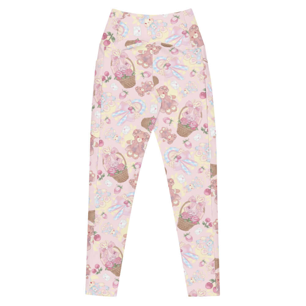 Premium Sweet Teddy Leggings in a cute print, featuring a high-waisted cut and practical side pockets for comfort.