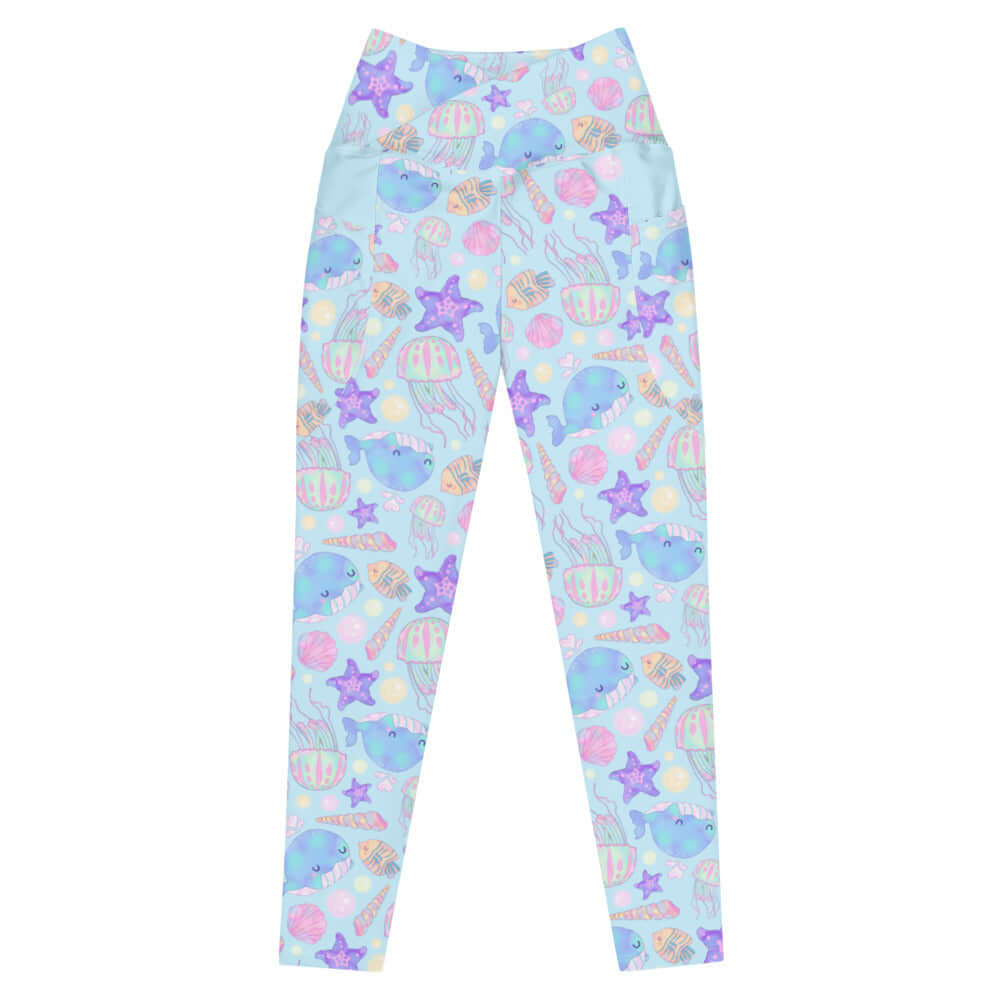 Stylish and comfy Premium Under the Sea Leggings with vibrant marine patterns and a high-waisted design.