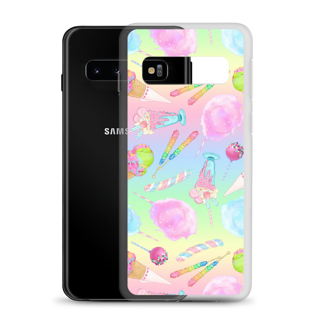 Rainbow Candy Samsung® Clear Case showcases vibrant pastel sweets, perfect for summer and protecting your phone.