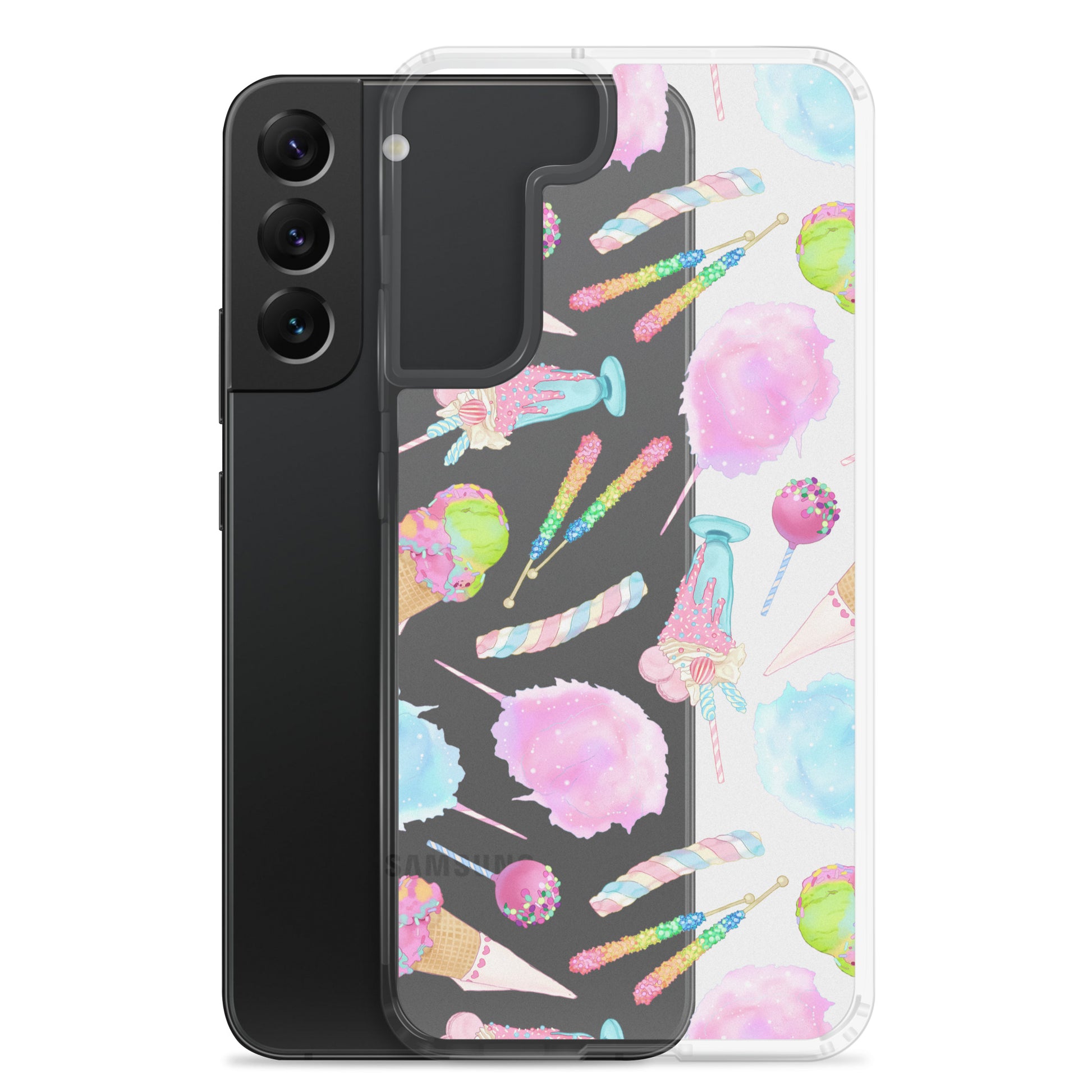 Rainbow Candy Samsung® Clear Case features a vibrant pastel design, perfect for summer and protecting your phone stylishly.