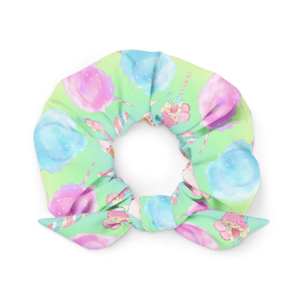 Bright pastel Rainbow Candy Scrunchie adds a fun touch to your summer outfits with a smooth, stretchy fabric.