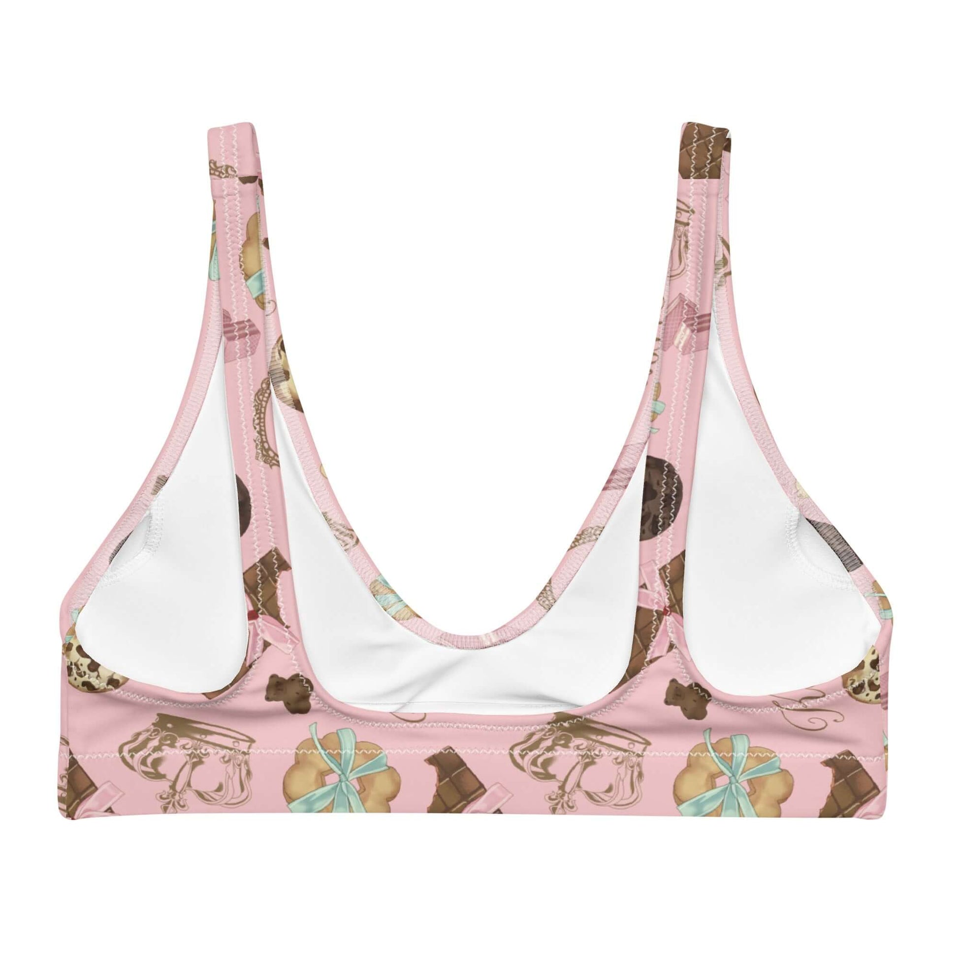 Royal Cookie Padded Bikini Top features a playful chocolate print, perfect for summer fun and mix-and-match versatility.
