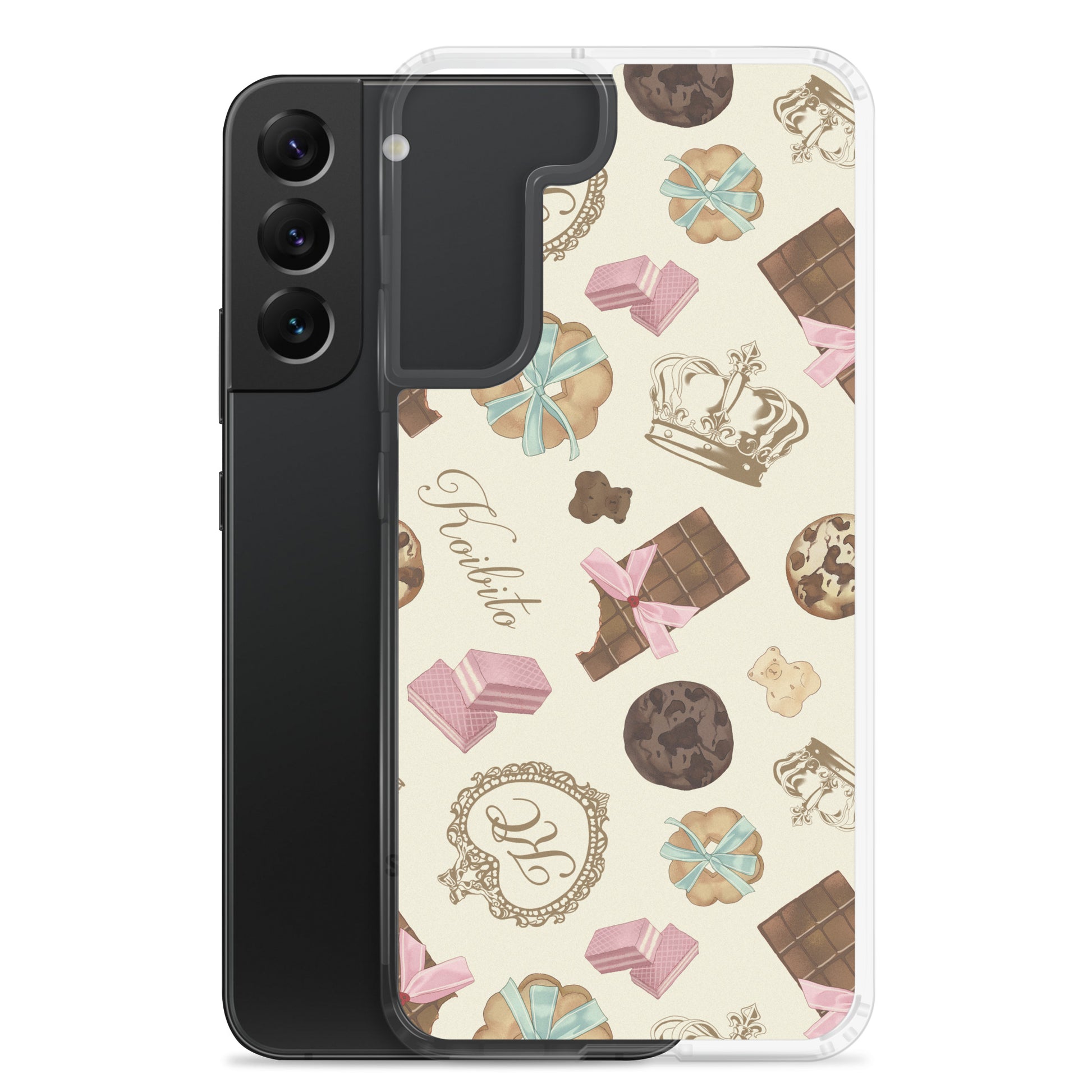 Royal Cookie Samsung® Clear Case showcasing a fun cookie design, perfect for protecting your Galaxy S22 Plus.
