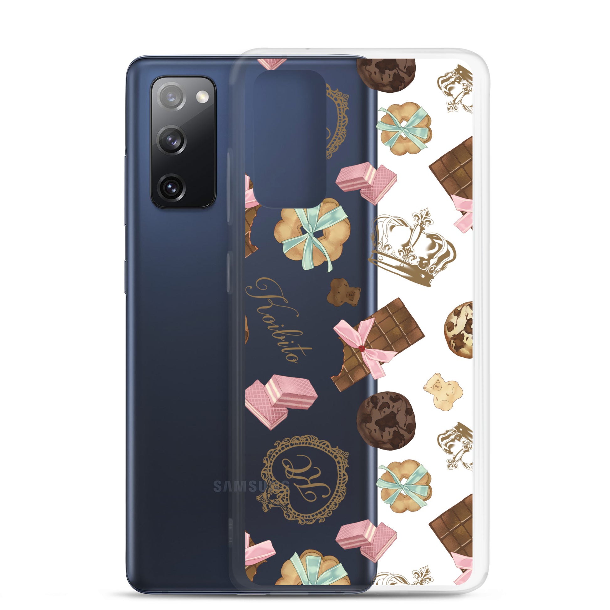 Stylish Royal Cookie Samsung® Clear Case featuring delightful cookie and chocolate designs for ultimate protection.