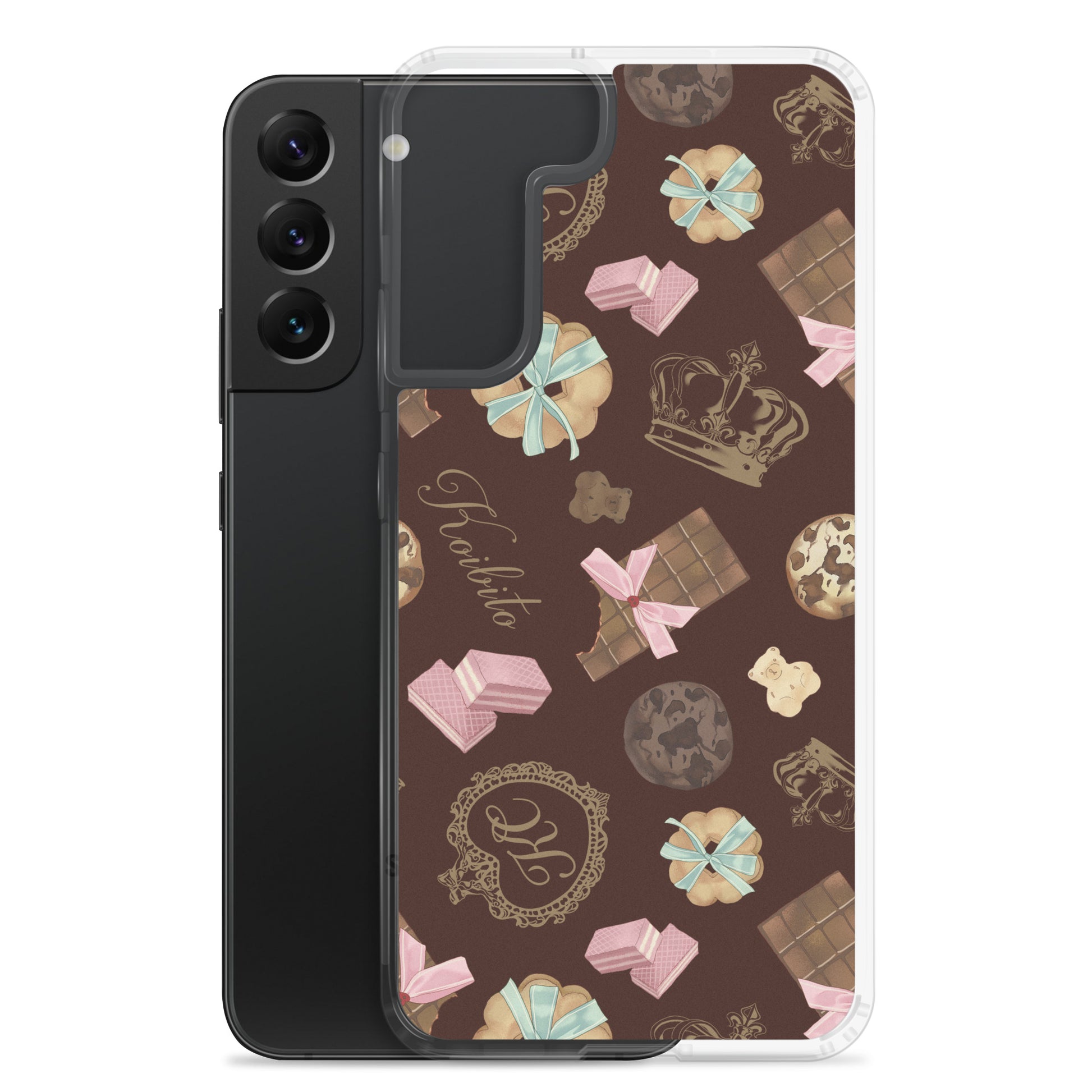 Stylish Royal Cookie Samsung® Clear Case featuring a delightful chocolate and cookie design for ultimate protection.