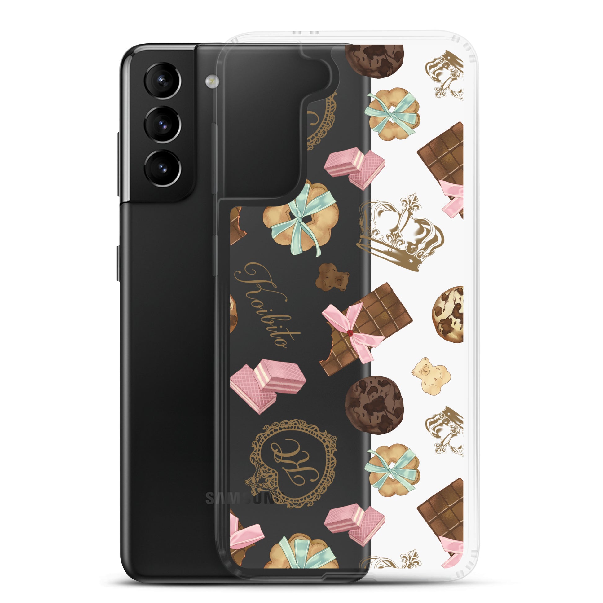 Stylish Royal Cookie Samsung® Clear Case featuring delicious treats, offering scratch and dust protection for your phone.