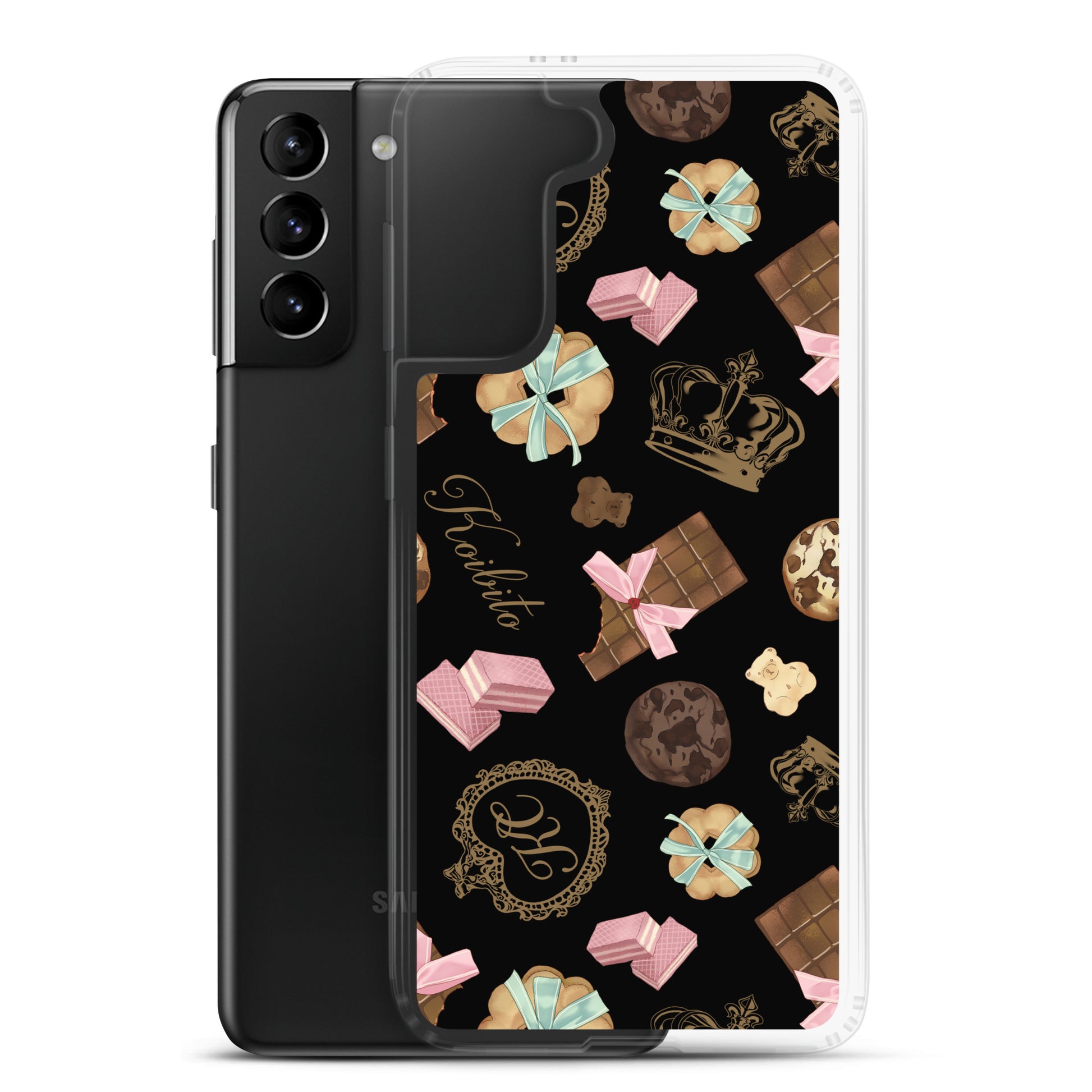 Royal Cookie Samsung® Clear Case showcases a delightful design, protecting your phone in style with cookie and chocolate motifs.