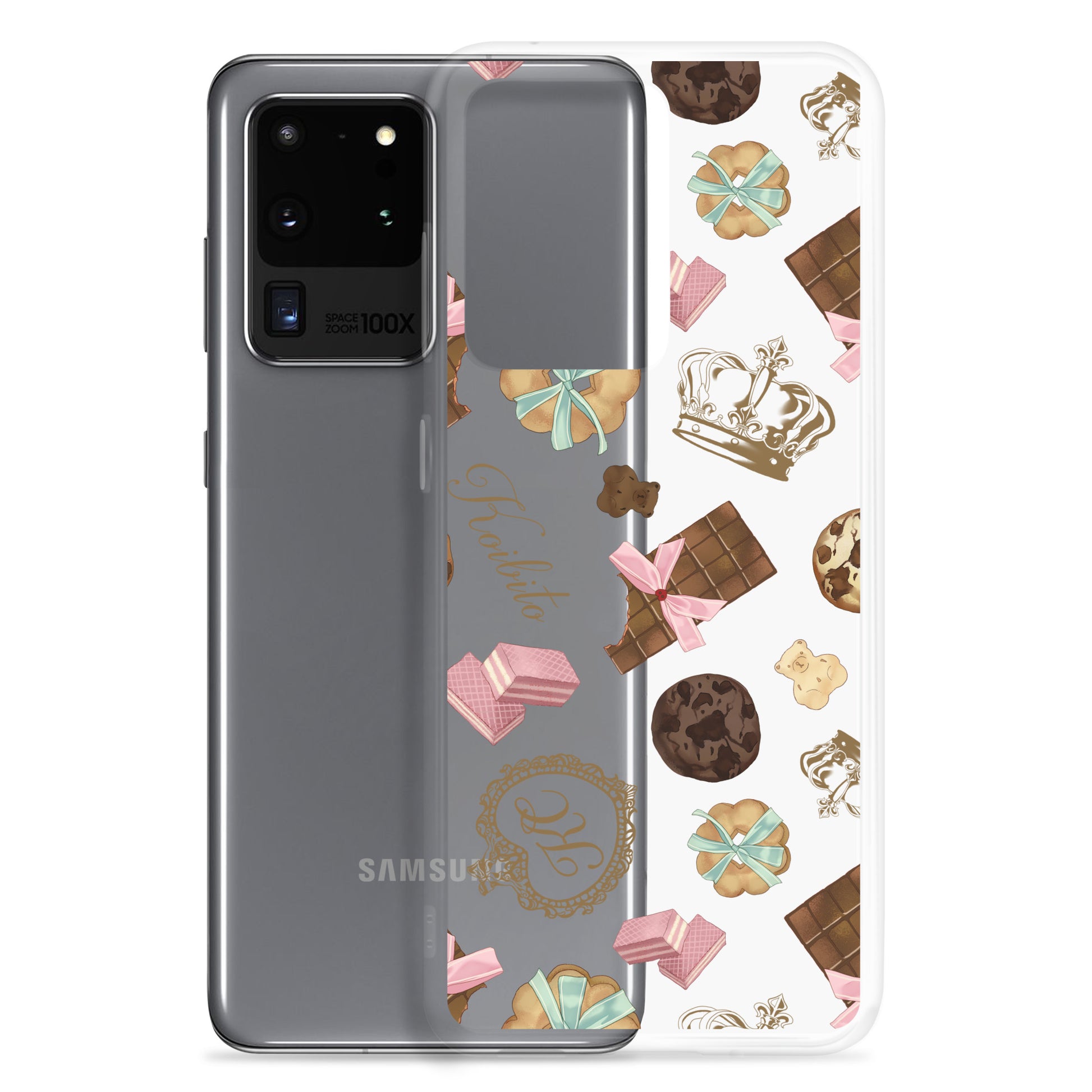 Sleek Royal Cookie Samsung® Clear Case with chocolate and cookie design, perfect for protecting your phone.