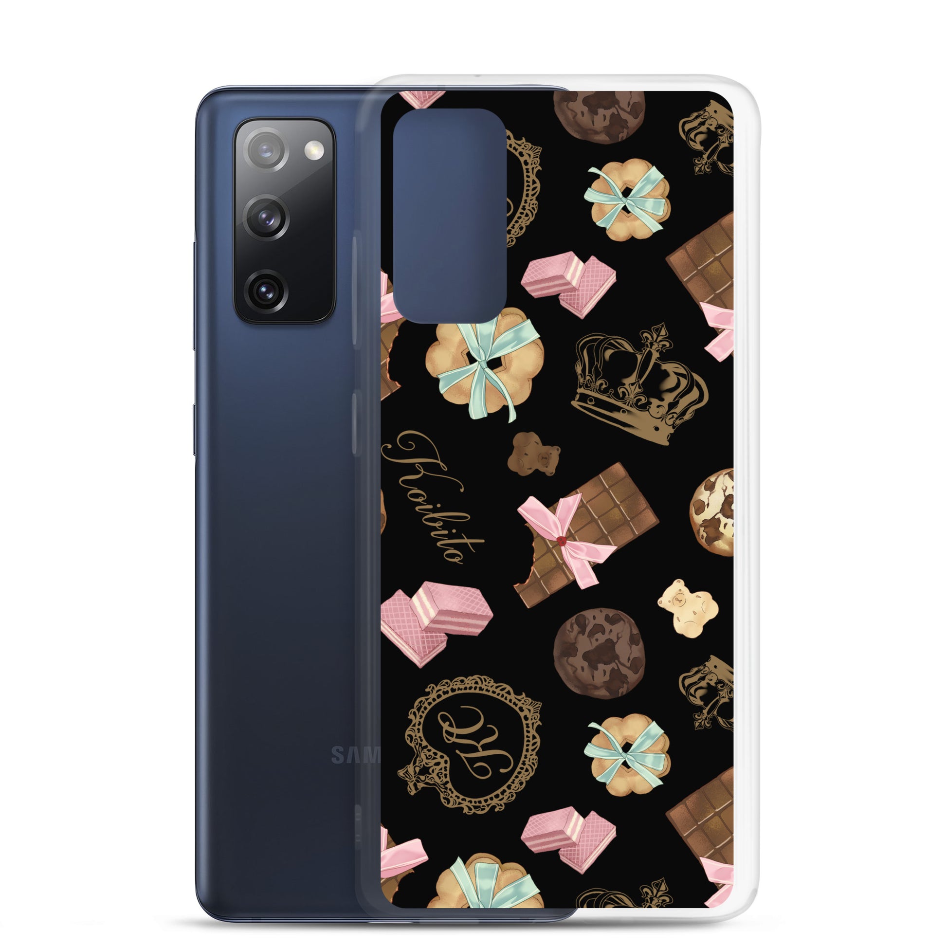 Stylish Royal Cookie Samsung® Clear Case featuring a fun cookie and chocolate design for optimal phone protection.