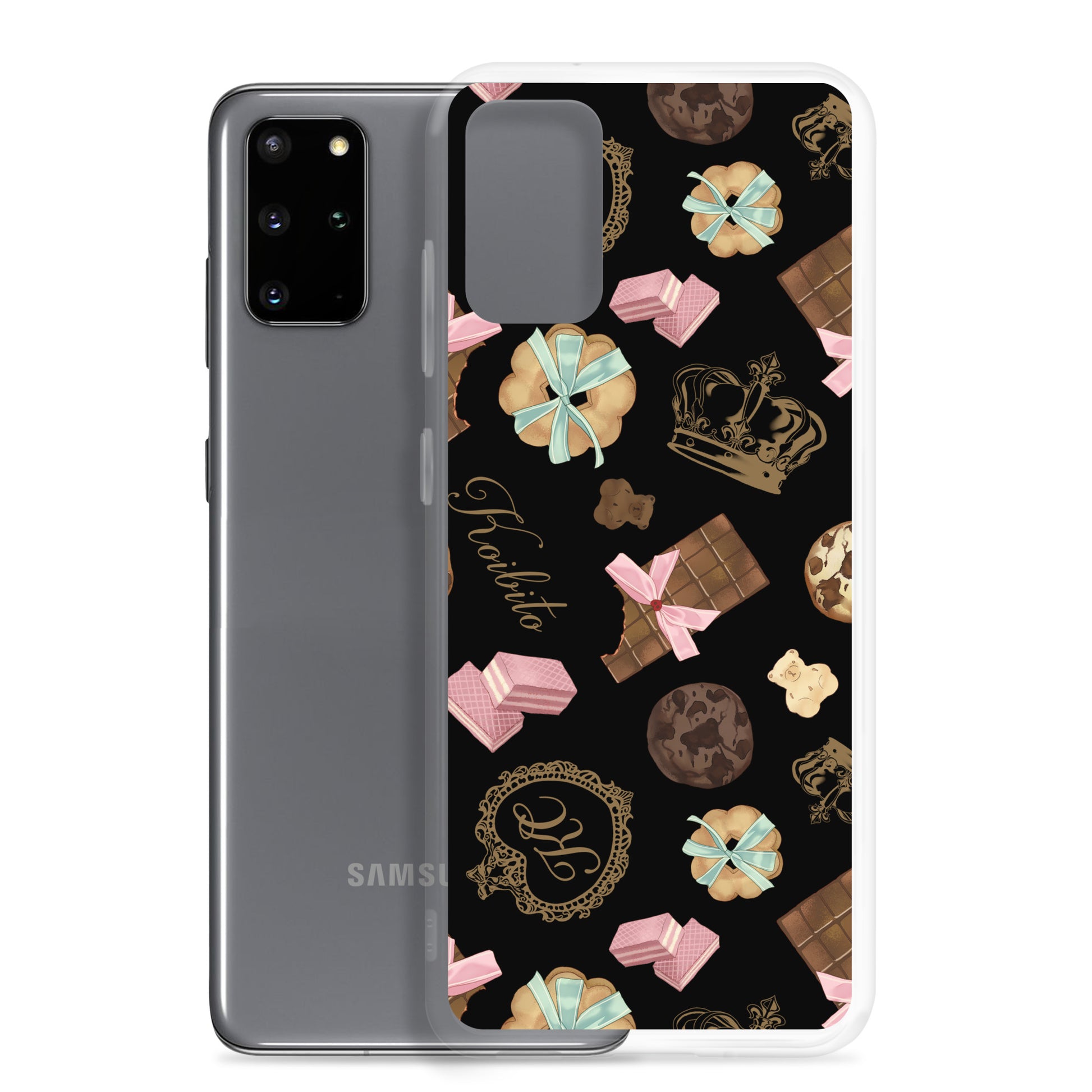 Sleek and protective Royal Cookie Samsung® Clear Case adorned with delicious cookie and chocolate designs.