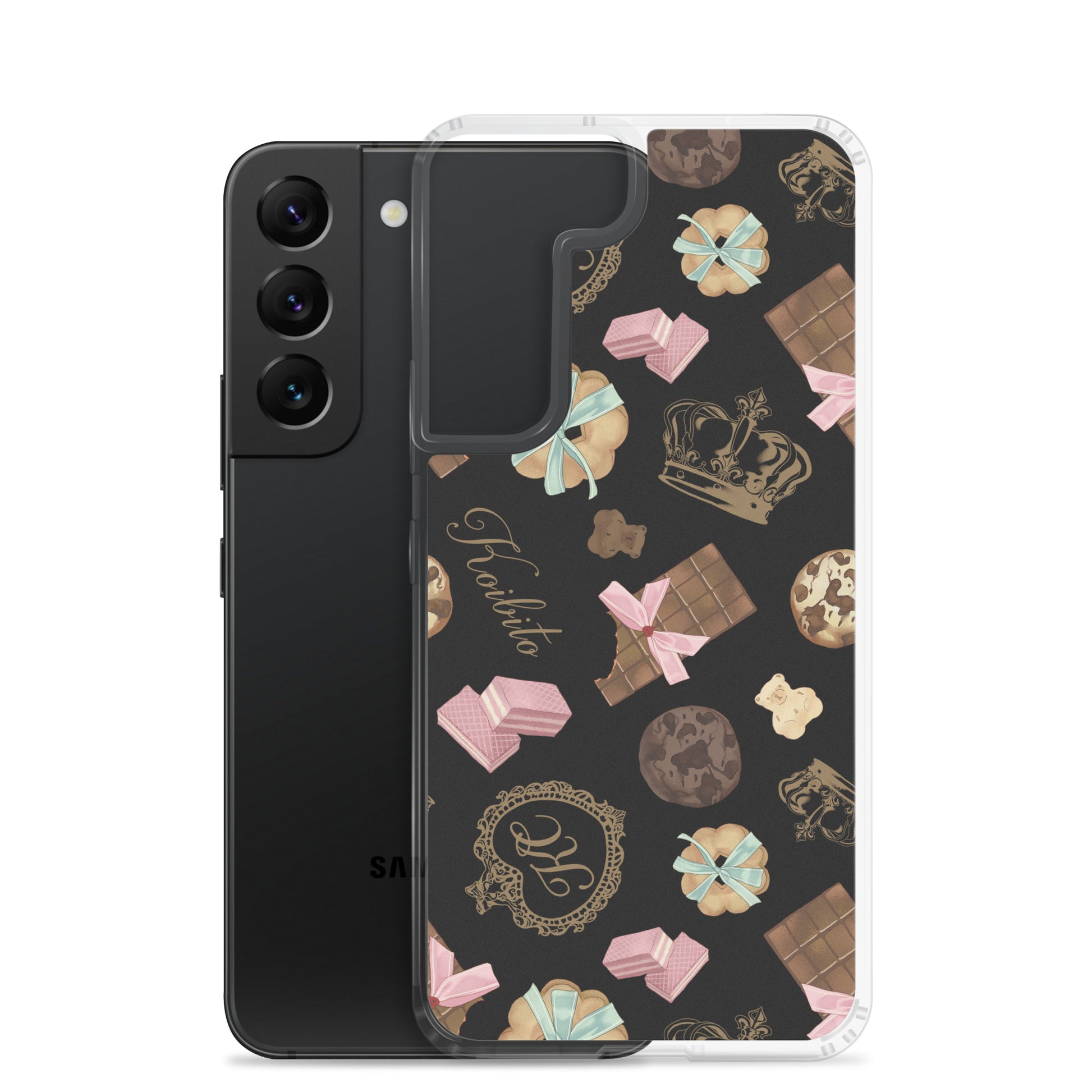 Stylish Royal Cookie Samsung® Clear Case featuring a fun dessert pattern, perfect for protecting your phone in style.