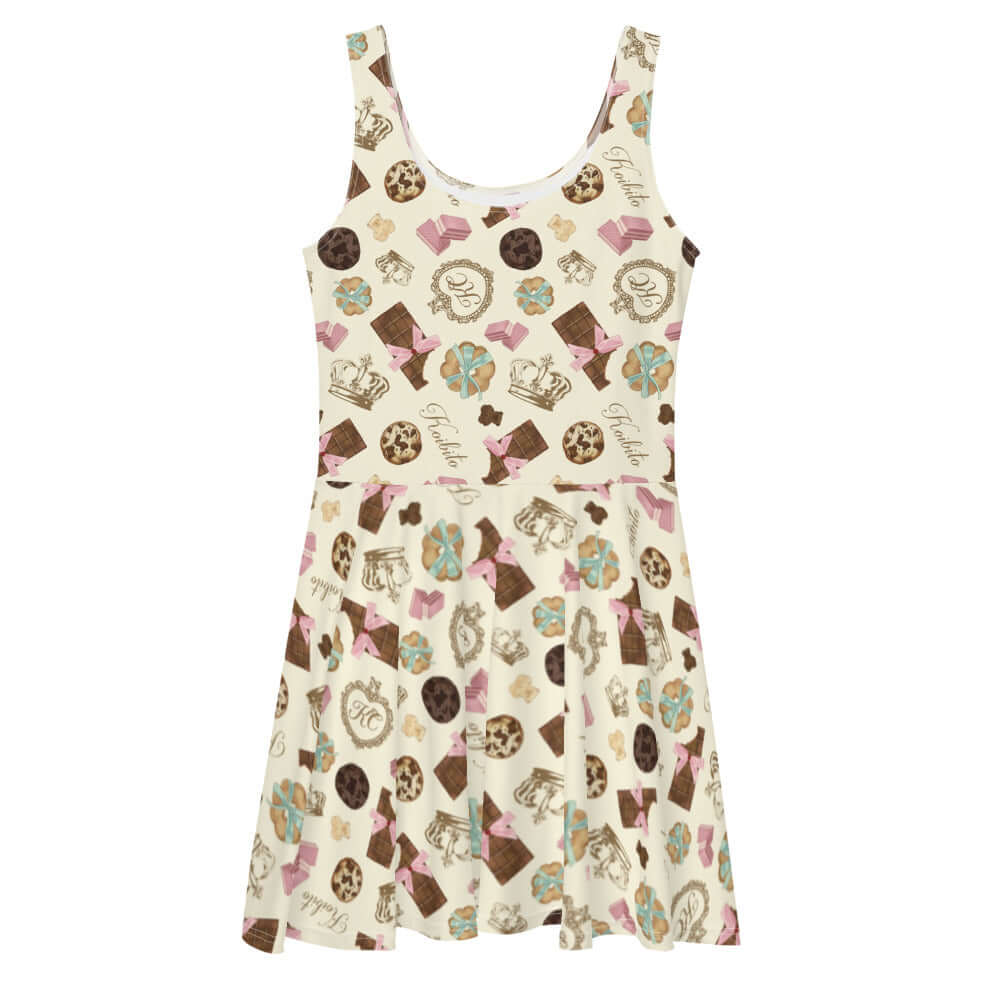 Flirty and fun, the Royal Cookie Skater Dress features an elegant flared skirt with a playful cookie print.