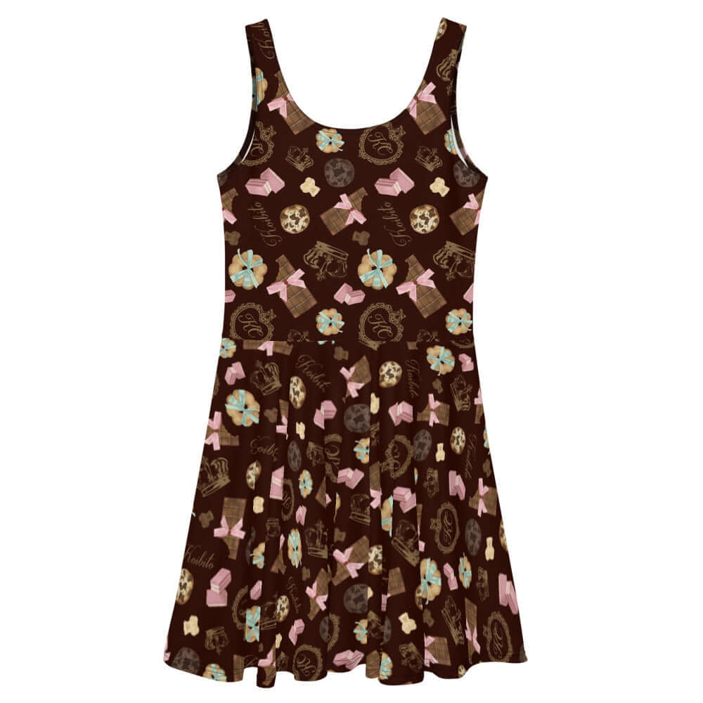 Chic and fun, the Royal Cookie Skater Dress features a delightful cookie print perfect for any sweet occasion.