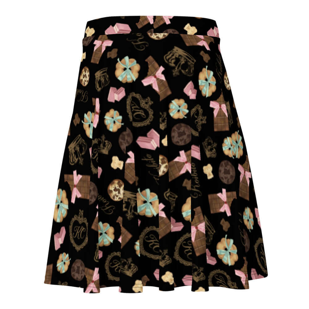 Discover the stylish Royal Cookie Skater Skirt, featuring a fun chocolate and cookie print for all-day comfort.