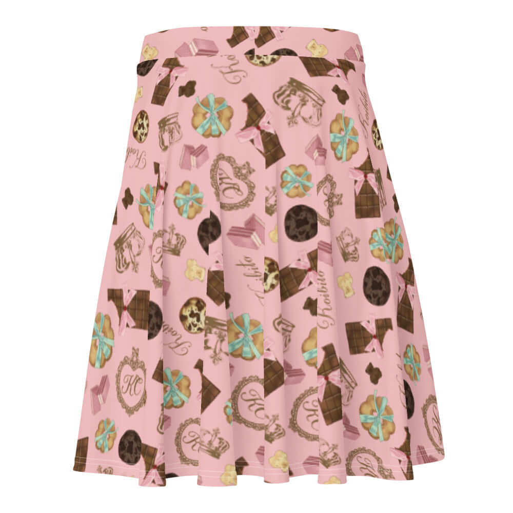 Flattering Royal Cookie Skater Skirt with a fun cookie print, perfect for any casual occasion.