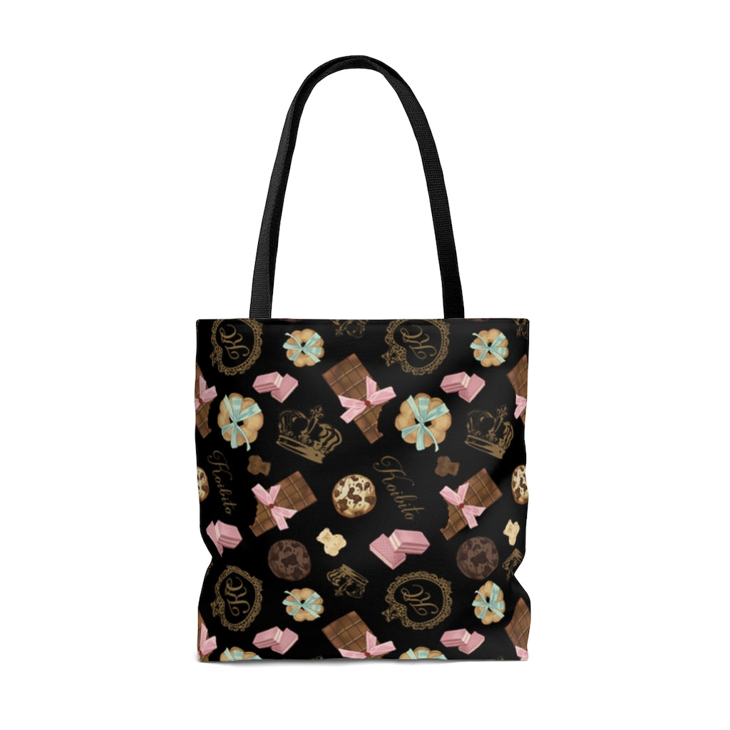 Stylish Royal Cookie Tote Bag (Dark Chocolate) featuring a fun chocolate and cookie pattern, perfect for any outing.