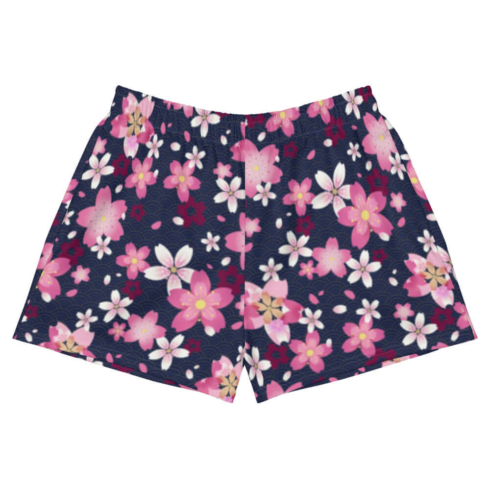 Sakura Athletic Short Shorts feature a vibrant floral design, perfect for sunny outings and ultimate comfort.