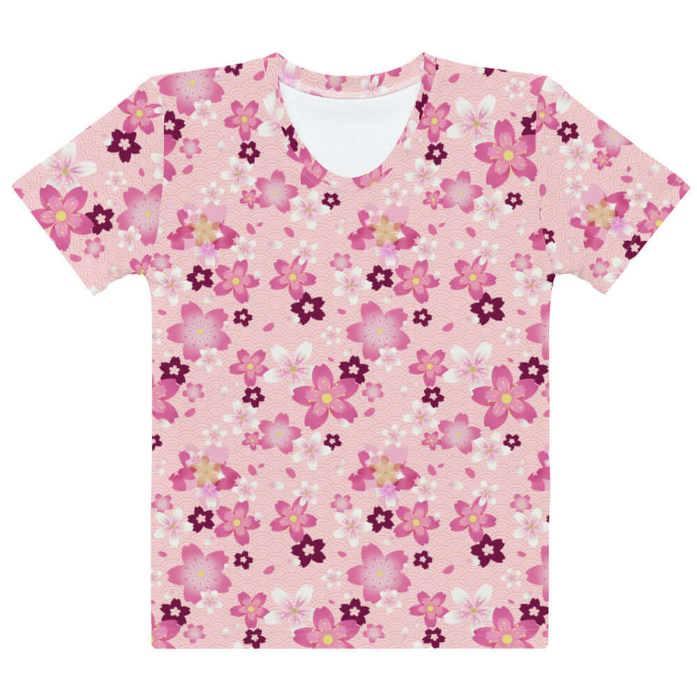 Sakura T-shirt features a vibrant floral design, perfect for spring and everyday comfort. Ideal for gym and casual wear.
