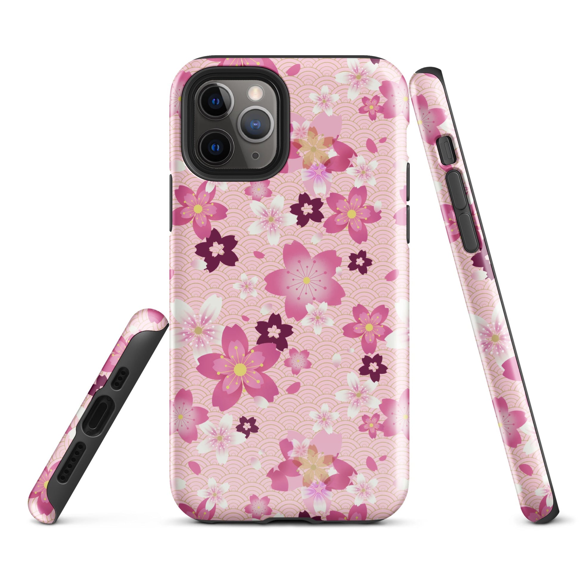Sakura iPhone® Tough Case features a floral design, offering stylish protection with durable, dual-layered construction.