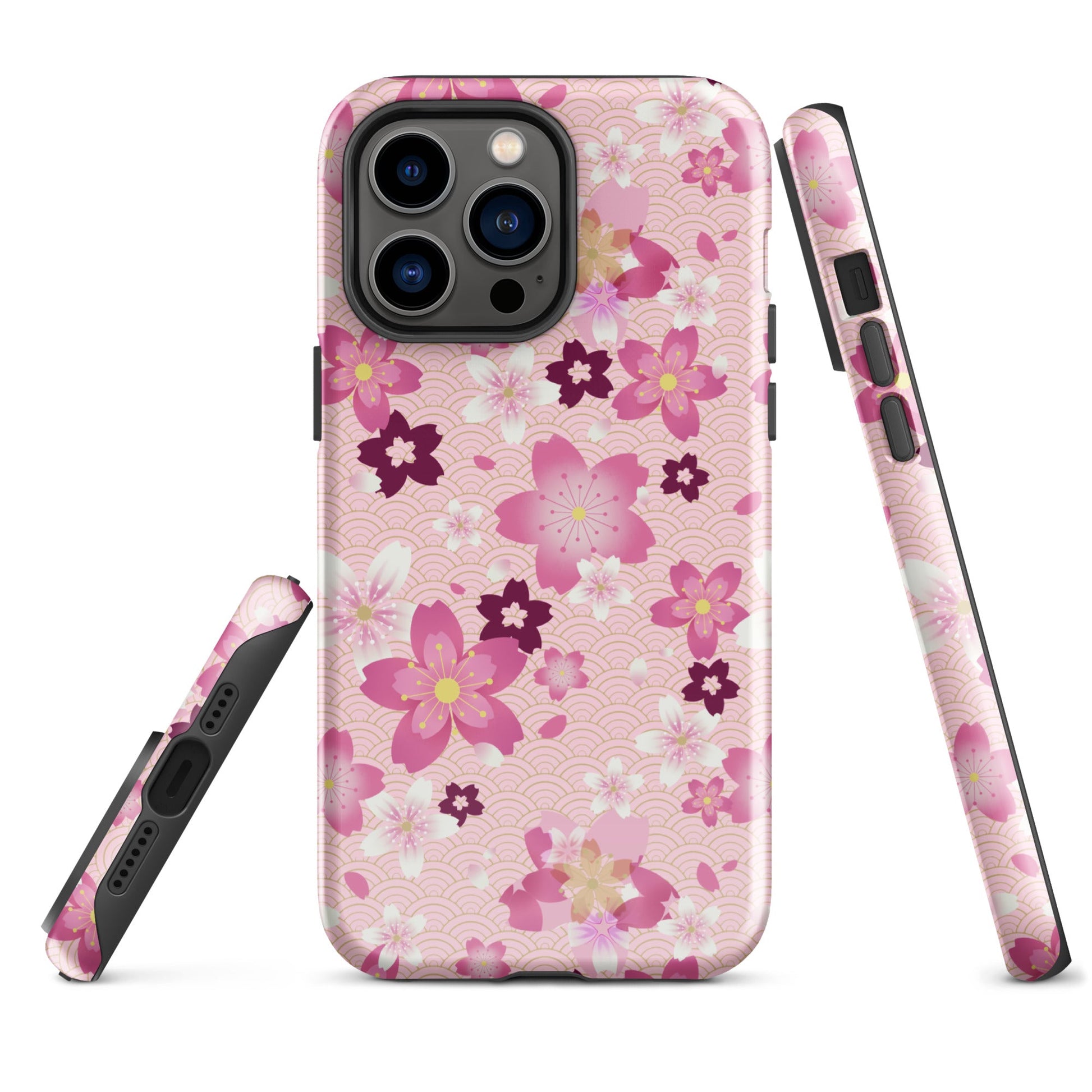 Sakura iPhone® Tough Case showcases a floral design, offering style and protection for your device year-round.