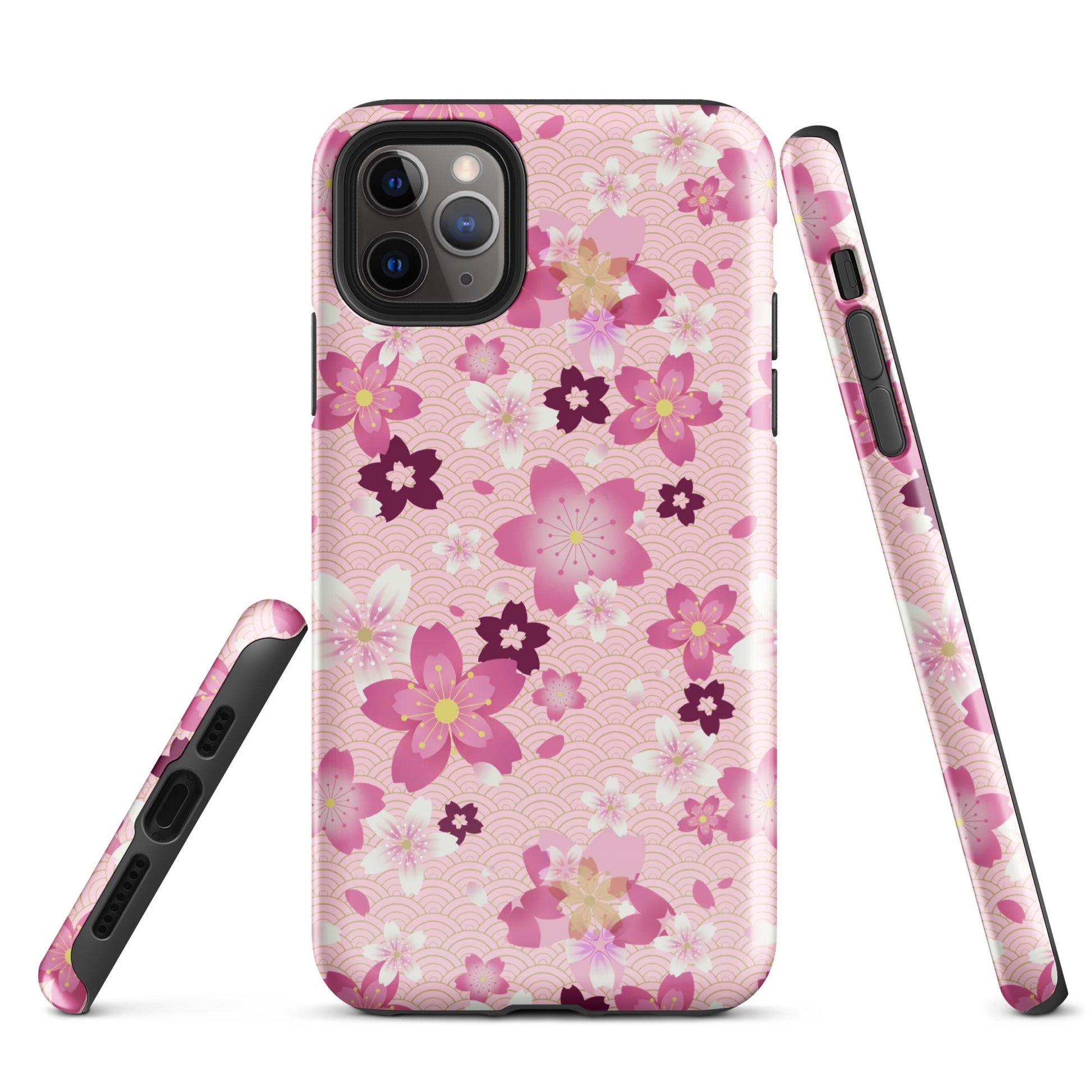 Sakura iPhone® Tough Case features a stylish floral design with dual-layer protection for ultimate safety.