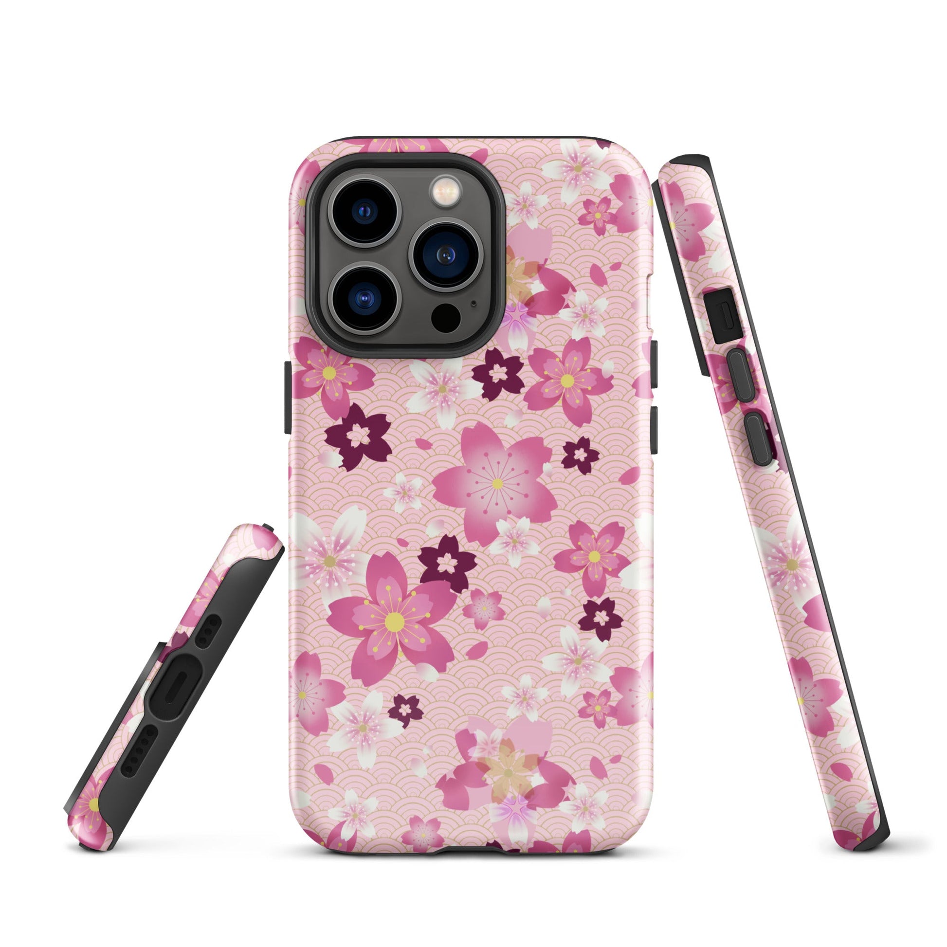 Sakura iPhone® Tough Case featuring a vibrant floral design, offering stylish protection for your device.