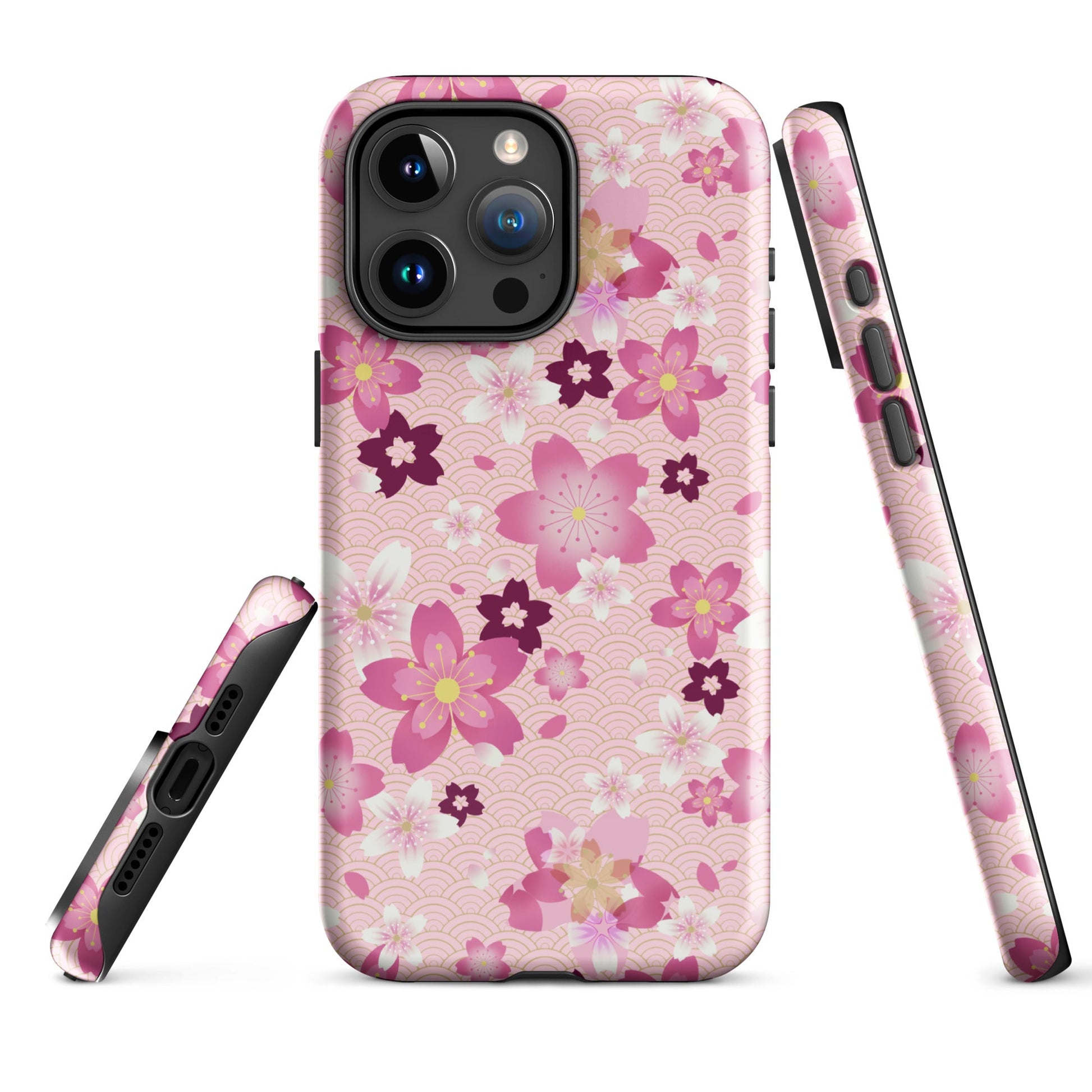 Sakura iPhone® Tough Case features a floral design, offering stylish protection with durable, impact-resistant materials.