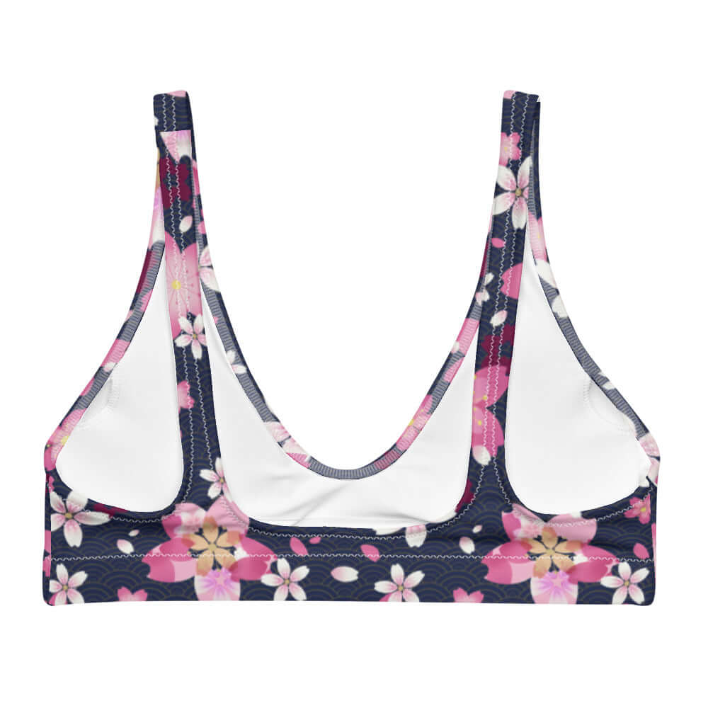Sakura Padded Bikini Top features a vibrant floral design, perfect for mixing and matching this spring.