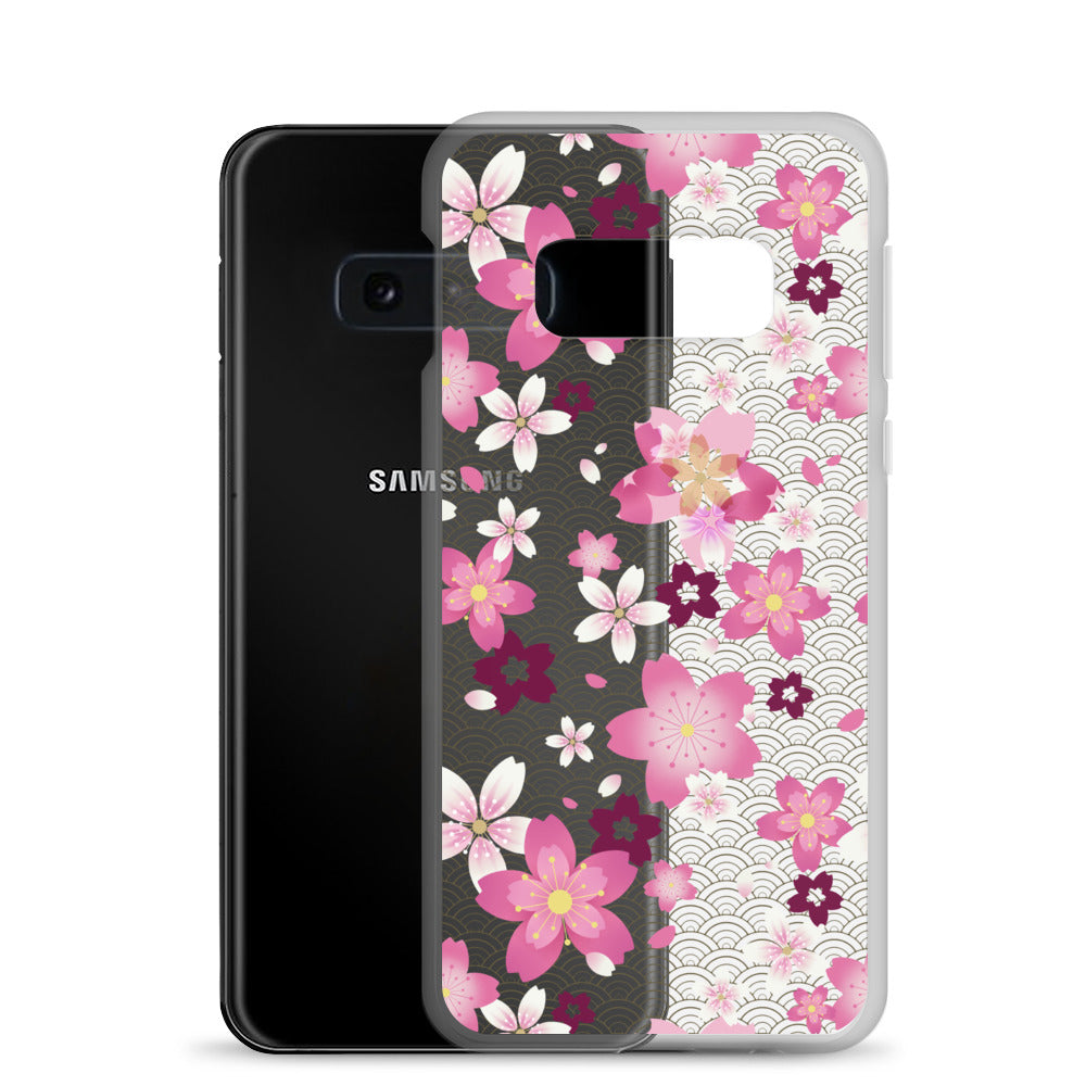 Sakura Samsung® Clear Case featuring elegant cherry blossom design, perfect for kawaii enthusiasts. Protect your phone stylishly.