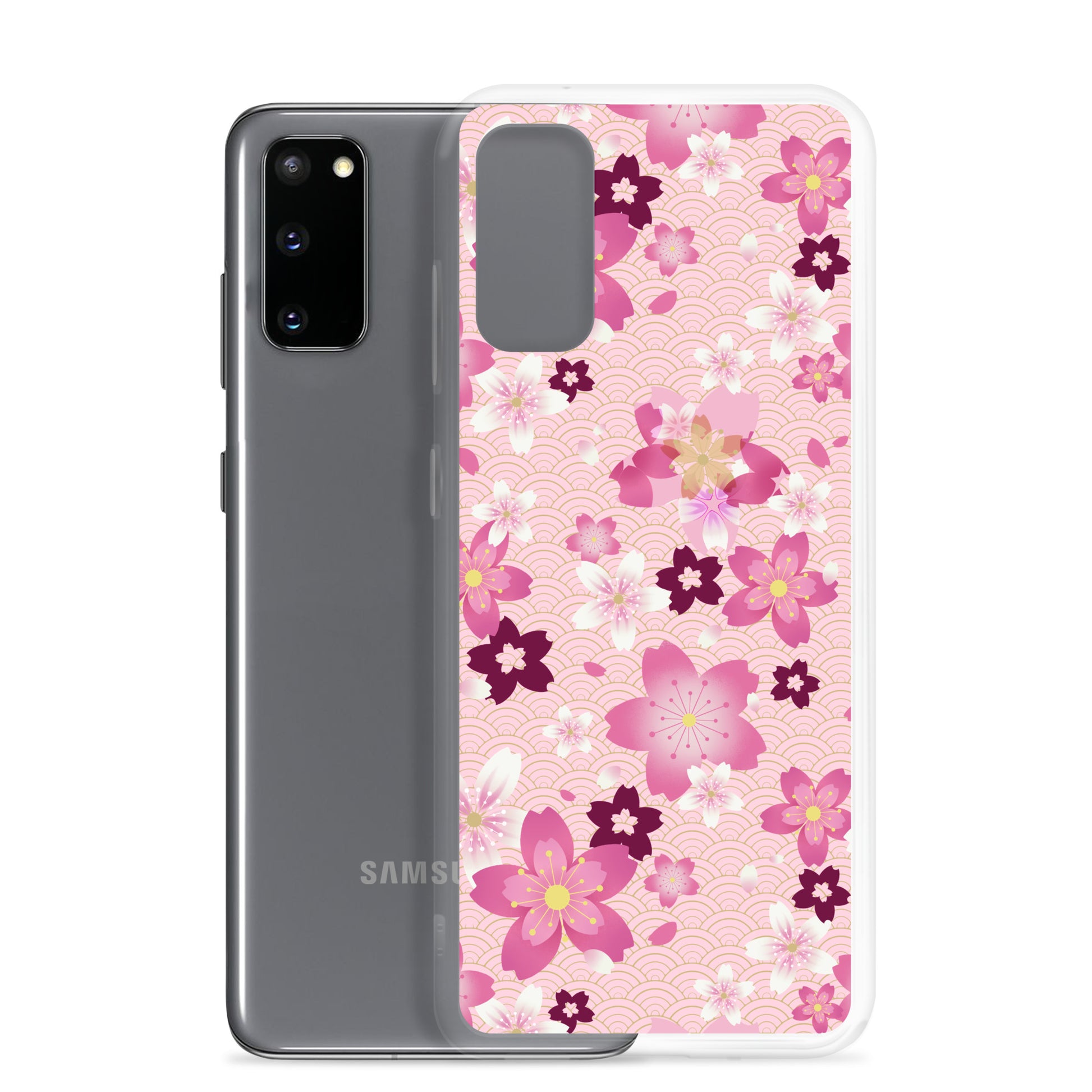 Sakura Samsung® Clear Case featuring floral design, perfect for kawaii aesthetics and everyday protection.