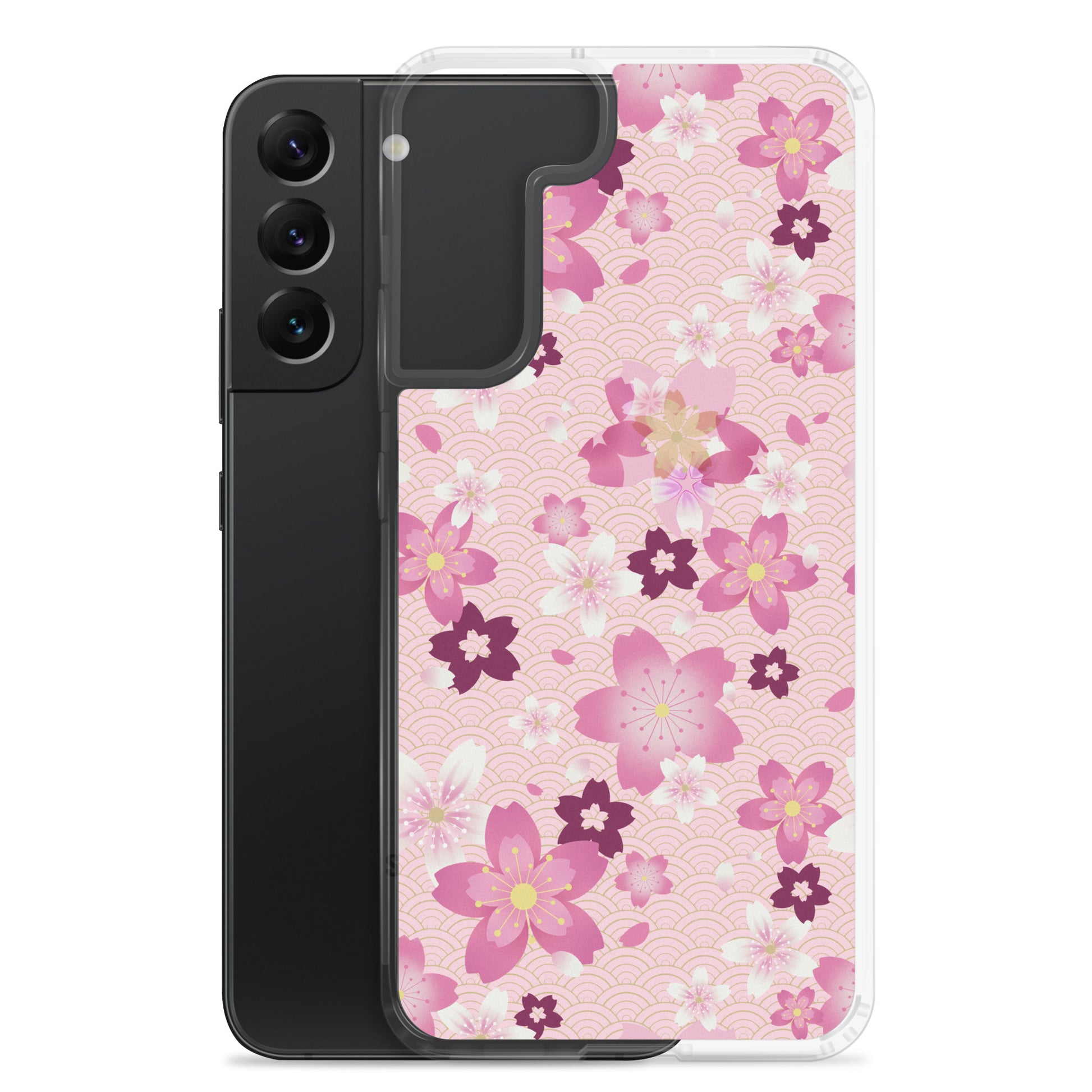 Sakura Samsung® Clear Case featuring vibrant cherry blossom design, perfect for kawaii aesthetic and daily protection.