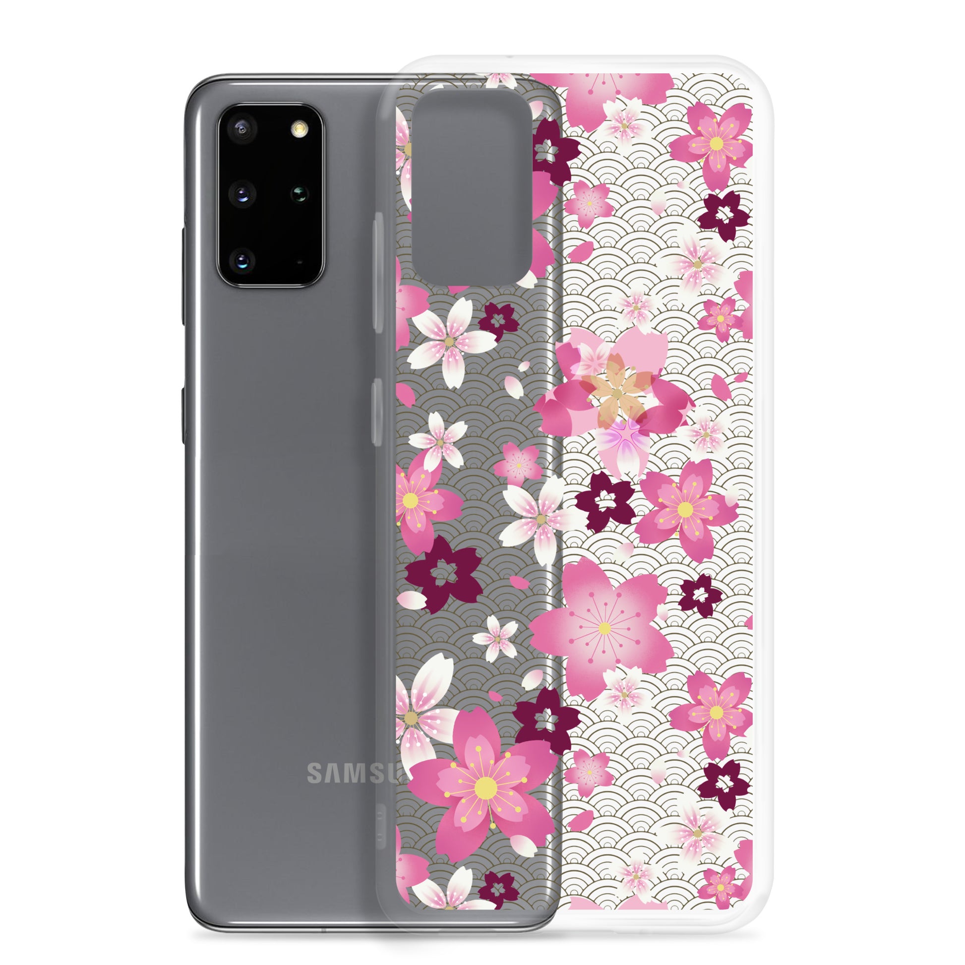 Stylish Sakura Samsung® Clear Case featuring floral designs, perfect for kawaii aesthetics and everyday protection.