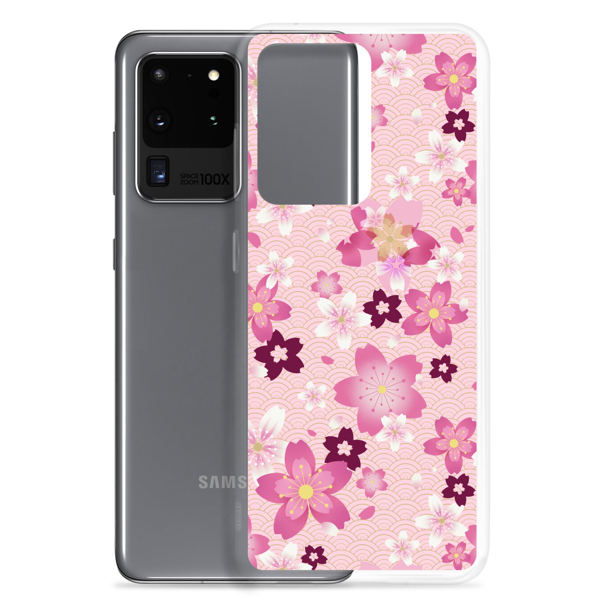 Sakura Samsung® Clear Case featuring a beautiful floral design, perfect for protecting your phone with style.
